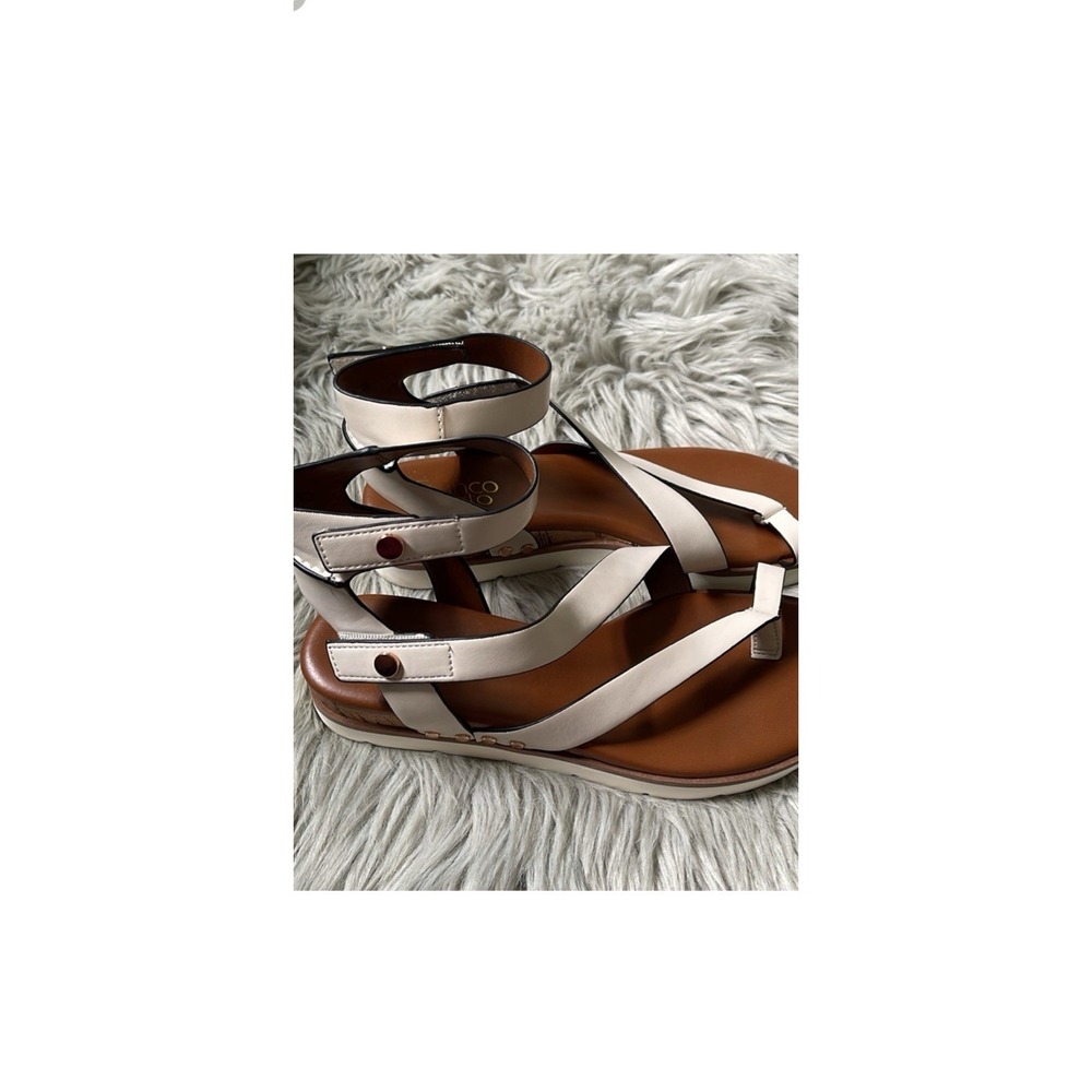 Strappy Flat Women's Sandals White Buckle Synthetic Casual